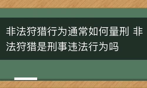 非法狩猎行为通常如何量刑 非法狩猎是刑事违法行为吗