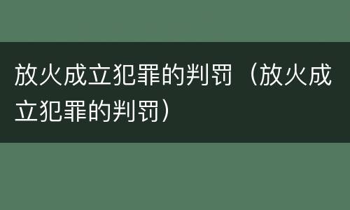 放火成立犯罪的判罚（放火成立犯罪的判罚）