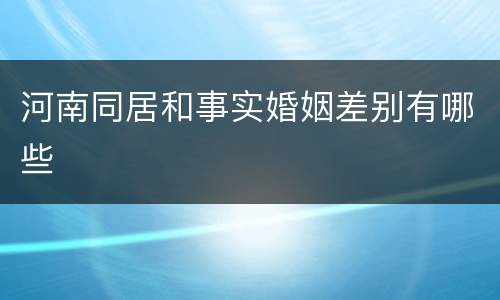 河南同居和事实婚姻差别有哪些
