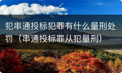 犯串通投标犯罪有什么量刑处罚（串通投标罪从犯量刑）