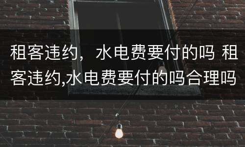 租客违约，水电费要付的吗 租客违约,水电费要付的吗合理吗