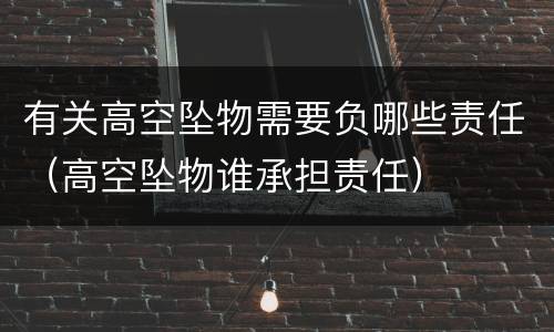 有关高空坠物需要负哪些责任（高空坠物谁承担责任）
