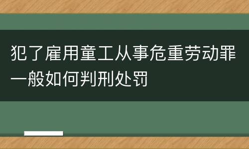 犯了雇用童工从事危重劳动罪一般如何判刑处罚