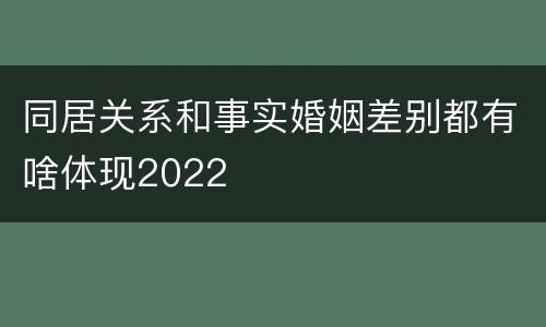 同居关系和事实婚姻差别都有啥体现2022
