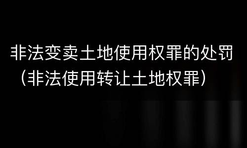 非法变卖土地使用权罪的处罚（非法使用转让土地权罪）