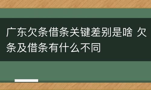 广东欠条借条关键差别是啥 欠条及借条有什么不同