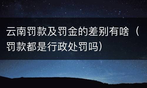 云南罚款及罚金的差别有啥（罚款都是行政处罚吗）
