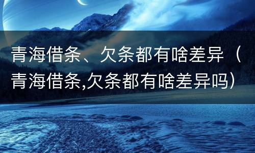 青海借条、欠条都有啥差异（青海借条,欠条都有啥差异吗）