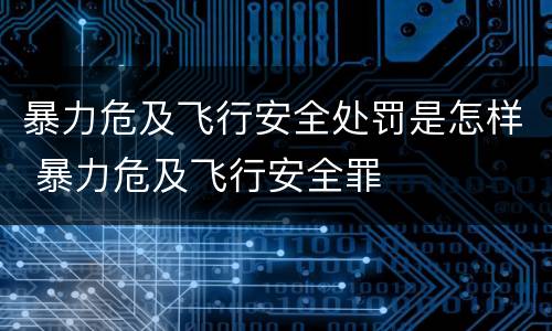 暴力危及飞行安全处罚是怎样 暴力危及飞行安全罪