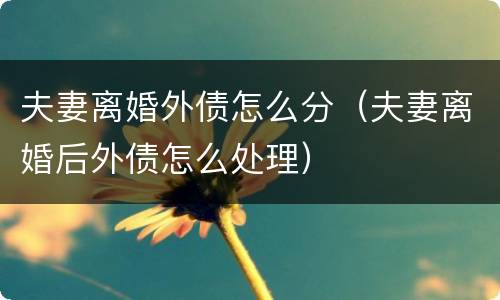 夫妻离婚外债怎么分（夫妻离婚后外债怎么处理）