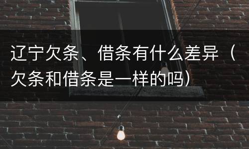 辽宁欠条、借条有什么差异（欠条和借条是一样的吗）