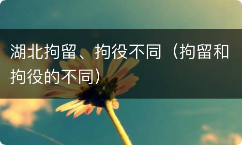 湖北拘留、拘役不同（拘留和拘役的不同）