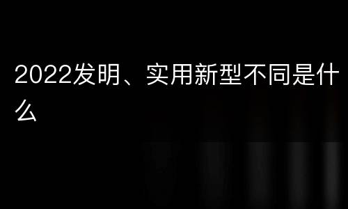 2022发明、实用新型不同是什么