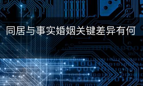 同居与事实婚姻关键差异有何