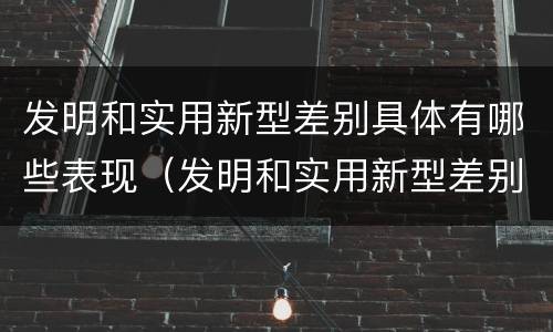 发明和实用新型差别具体有哪些表现（发明和实用新型差别具体有哪些表现呢）