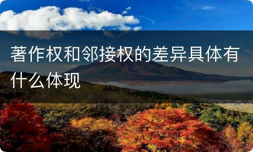 著作权和邻接权的差异具体有什么体现