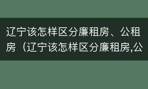 辽宁该怎样区分廉租房、公租房（辽宁该怎样区分廉租房,公租房和住宅）
