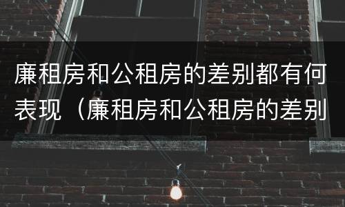 廉租房和公租房的差别都有何表现（廉租房和公租房的差别都有何表现和区别）