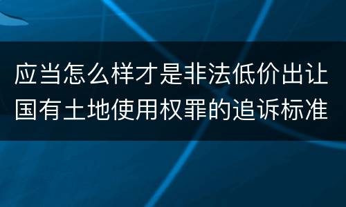 应当怎么样才是非法低价出让国有土地使用权罪的追诉标准