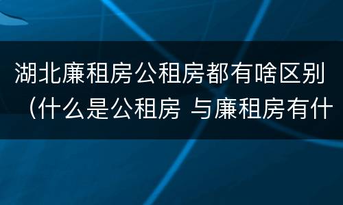 湖北廉租房公租房都有啥区别（什么是公租房 与廉租房有什么区别）