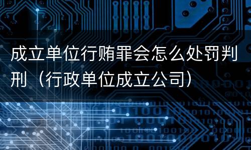 成立单位行贿罪会怎么处罚判刑（行政单位成立公司）