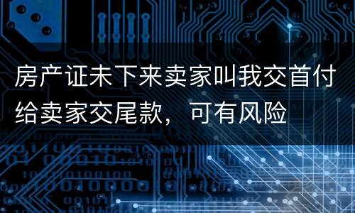 房产证未下来卖家叫我交首付给卖家交尾款，可有风险