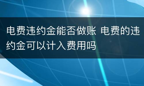 电费违约金能否做账 电费的违约金可以计入费用吗