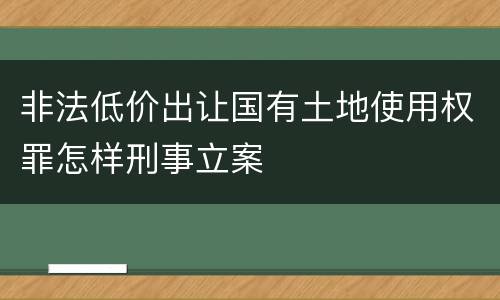 非法低价出让国有土地使用权罪怎样刑事立案