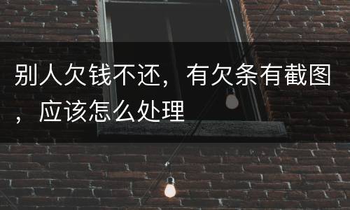 别人欠钱不还，有欠条有截图，应该怎么处理