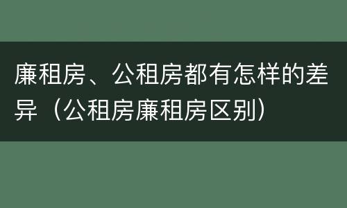廉租房、公租房都有怎样的差异（公租房廉租房区别）