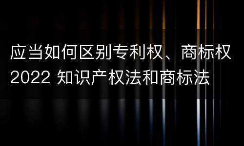 应当如何区别专利权、商标权2022 知识产权法和商标法