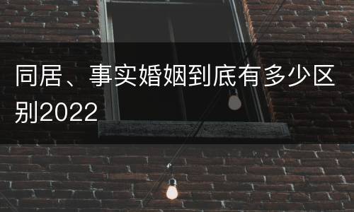 同居、事实婚姻到底有多少区别2022