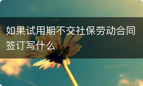 如果试用期不交社保劳动合同签订写什么