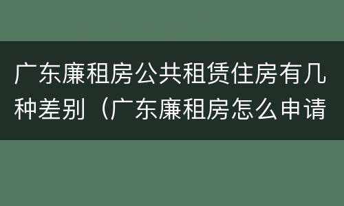 广东廉租房公共租赁住房有几种差别（广东廉租房怎么申请流程）