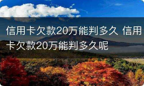 信用卡欠款20万能判多久 信用卡欠款20万能判多久呢