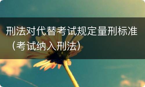 刑法对代替考试规定量刑标准（考试纳入刑法）