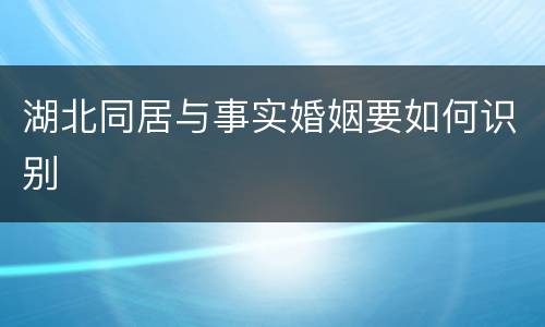 湖北同居与事实婚姻要如何识别