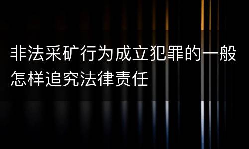 非法采矿行为成立犯罪的一般怎样追究法律责任