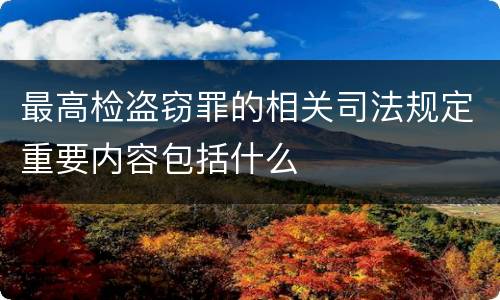 最高检盗窃罪的相关司法规定重要内容包括什么