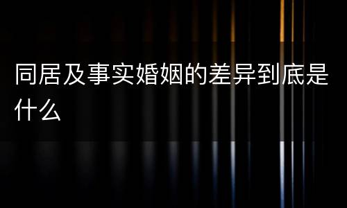 同居及事实婚姻的差异到底是什么