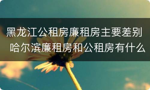 黑龙江公租房廉租房主要差别 哈尔滨廉租房和公租房有什么区别