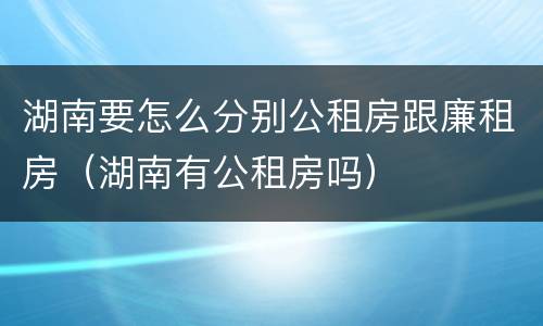 湖南要怎么分别公租房跟廉租房（湖南有公租房吗）