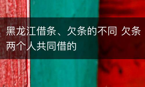 黑龙江借条、欠条的不同 欠条两个人共同借的