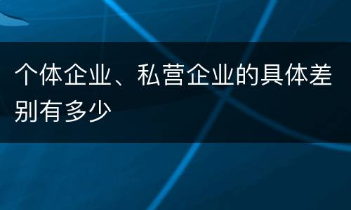 个体企业、私营企业的具体差别有多少