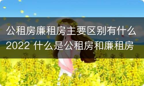 公租房廉租房主要区别有什么2022 什么是公租房和廉租房