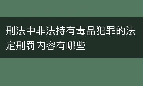 刑法中非法持有毒品犯罪的法定刑罚内容有哪些