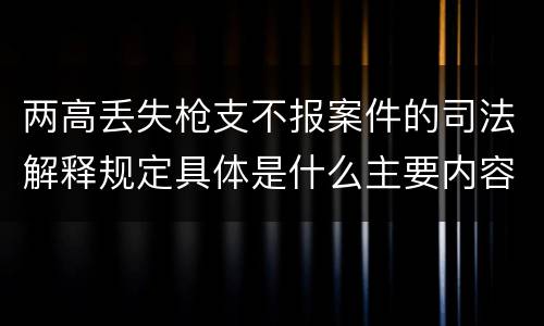 两高丢失枪支不报案件的司法解释规定具体是什么主要内容