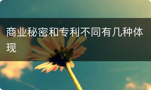 商业秘密和专利不同有几种体现