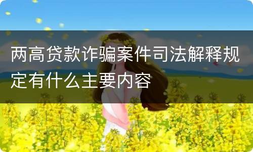 两高贷款诈骗案件司法解释规定有什么主要内容