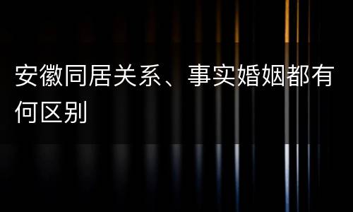 安徽同居关系、事实婚姻都有何区别